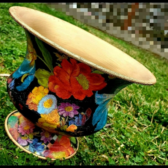 Mackenzie Childs Flower Market Vase Decoupage Art - Picture 5 of 11